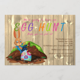 Modern Egg Hunt Påskhare Rabbit Anpassningsbar Inbjudningar