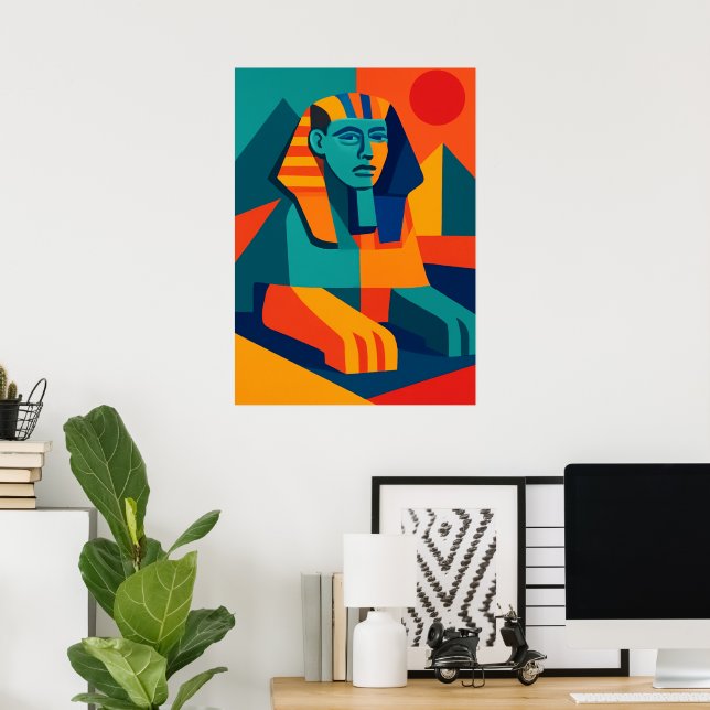 Modern egyptisk Sphinx Pop Art Poster (Hemmakontoret)