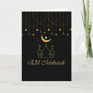 Modern Eid Mubarak Black & Guld Eid Card Helgkort