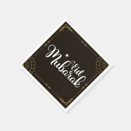 Modern Eid Mubarak Black Guld Eid Napkins Pappersservett