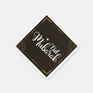 Modern Eid Mubarak Black Guld Eid Napkins Pappersservett