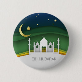 Modern Eid Mubarak Papper cut Mosque - Button Knapp