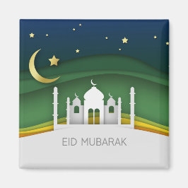 Modern Eid Mubarak Papper cut Mosque - Magnet
