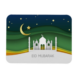 Modern Eid Mubarak Papper cut Mosque - Magnet