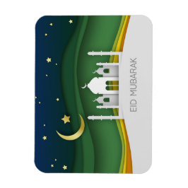 Modern Eid Mubarak Papper cut Mosque - Magnet