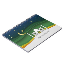 Modern Eid Mubarak Papper klippmoské - bärbar dato Anteckningsbok