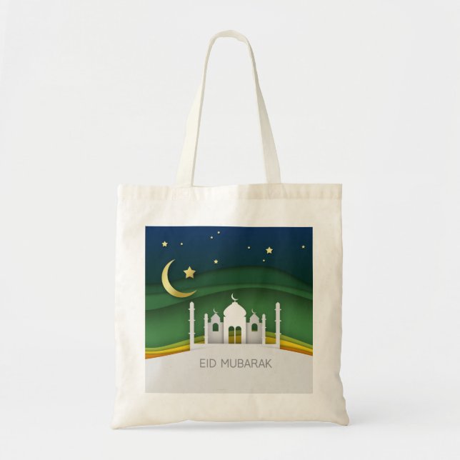 Modern Eid Mubarak Papper klippmoské - BudgetTote Tygkasse (Framsidan)