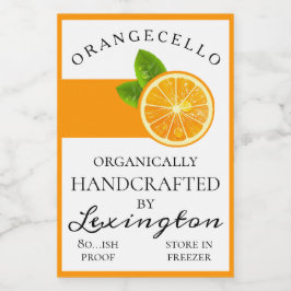 Modern ekologisk Orangecello Small Flaska-märkning Mat Etikett