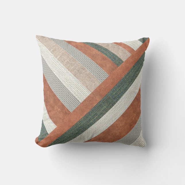 Modern ekologisk struktur och läder kudde (Framsida)