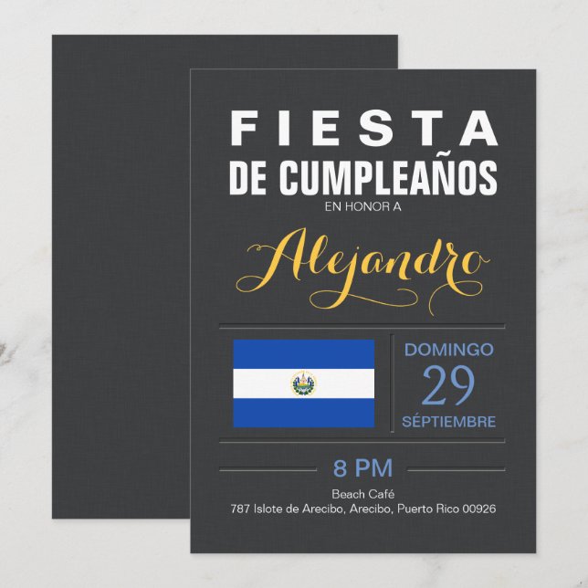 Modern: El Salvador-fest Inbjudningar (Fram/baksida)