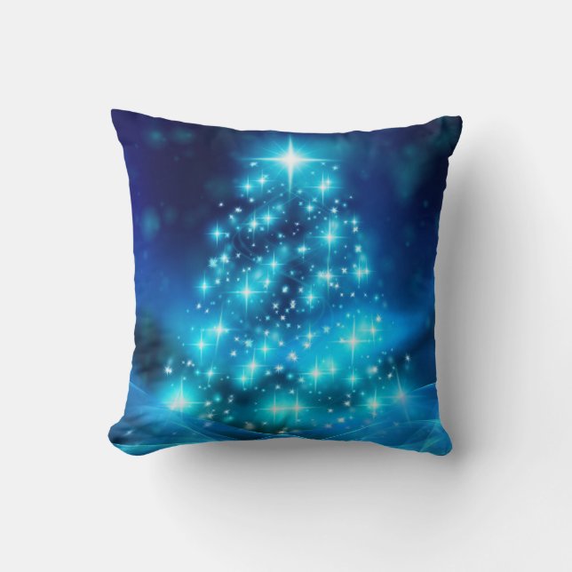 Modern Electric Blue Julgran med Ljus Kudde (Framsida)