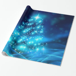 Modern Electric Blue Julgran med Ljus Presentpapper