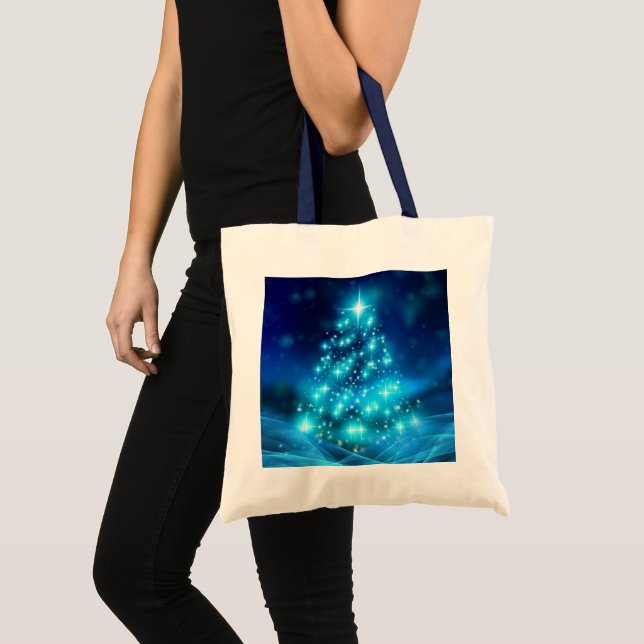 Modern Electric Blue Julgran med Ljus Tygkasse (Framsida (produkt))