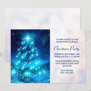 Modern Electric Blue Julgran Party Inbjudningar
