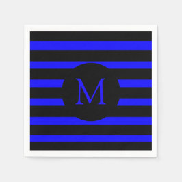 Modern Electrical Blue and Black Rand Monogram Pappersservett