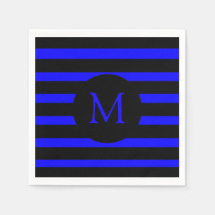 Modern Electrical Blue and Black Rand Monogram Pappersservett