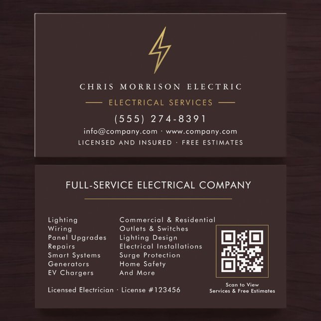 Modern Electrician Company Contractor QR Code Visitkort (Skapare uppladdad)
