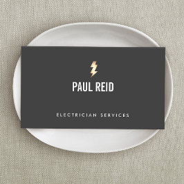 Modern Electrician Guld Lightning Bult Logotyp Bla Visitkort