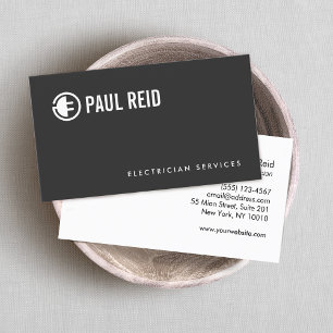 Modern Electrician Logotyp Black Visitkort