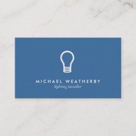 MODERN ELECTRICIAN LOGOTYP LIGHTBULB on BLUE Visitkort