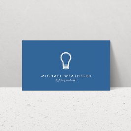 MODERN ELECTRICIAN LOGOTYP LIGHTBULB on BLUE Visitkort