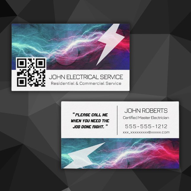 Modern Electrician QR - Professionell Lightning Visitkort (Skapare uppladdad)