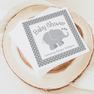 Modern elefant Baby Shower Grått och White Pappersservett