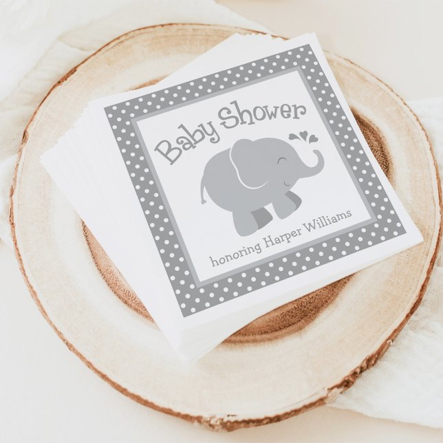 Modern elefant Baby Shower Grått och White Pappersservett (Skapare uppladdad)