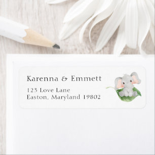 Modern Elefant Baby Shower Returadress Etikett