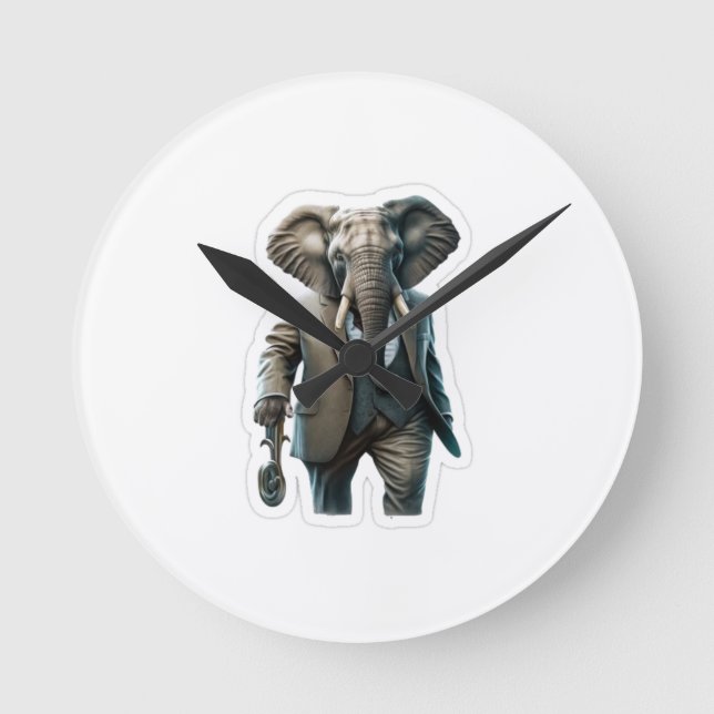 Modern elefant rund klocka (Framsida)
