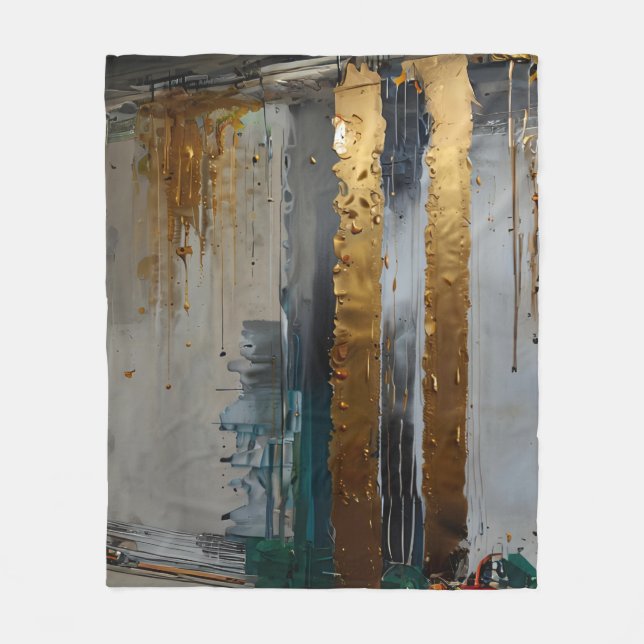 Modern Elegance Abstrakt Guld Fleecefilt (Framsidan)