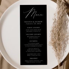 Modern Elegance Black and White Bröllop Meny