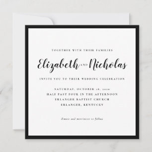 Modern elegance Black and White Wedding-inbjudan