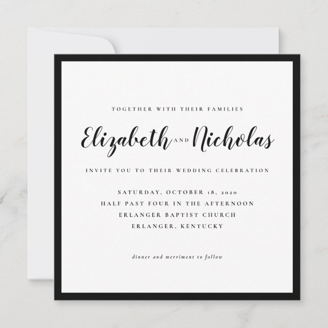 Modern elegance Black and White Wedding-inbjudan (Framsida)