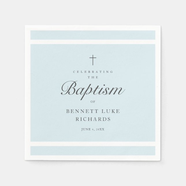 Modern Elegance Boys Baptism Pappersservett (Framsidan)