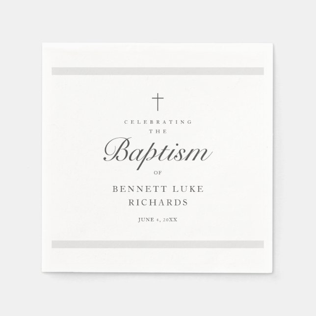 Modern Elegance Boys eller Girls Baptism Napkins Pappersservett (Framsidan)