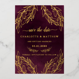 Modern elegance Burgundy Save Date