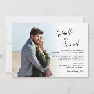 Modern Elegance Calligraphy Photo Bröllop Invati Inbjudningar