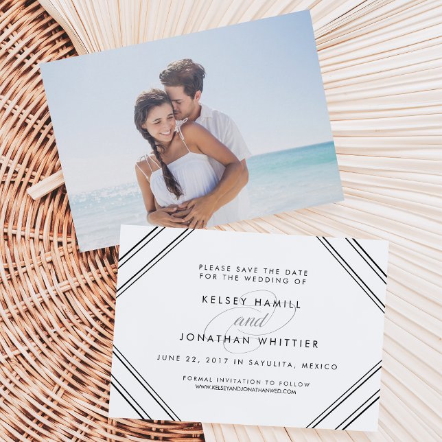 Modern Elegance Dubbla Sided Photo Save Date Inbjudningar (Skapare uppladdad)