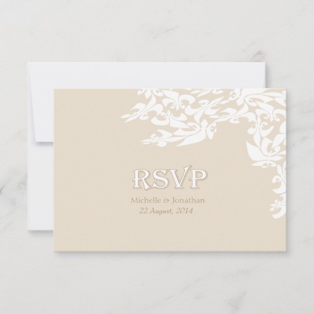 Modern Elegance Ecru Fleur de Lis OSA Kort (Framsida)