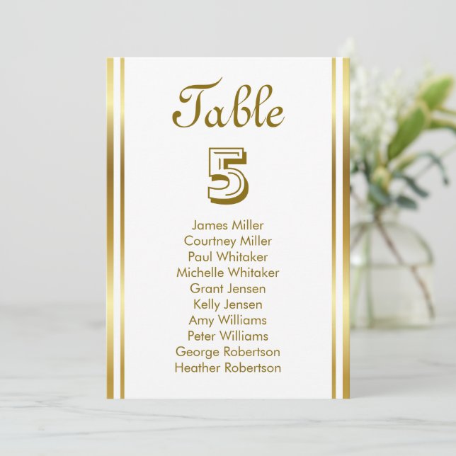 Modern Elegance Gold Table Number Seating (Stående Fram)