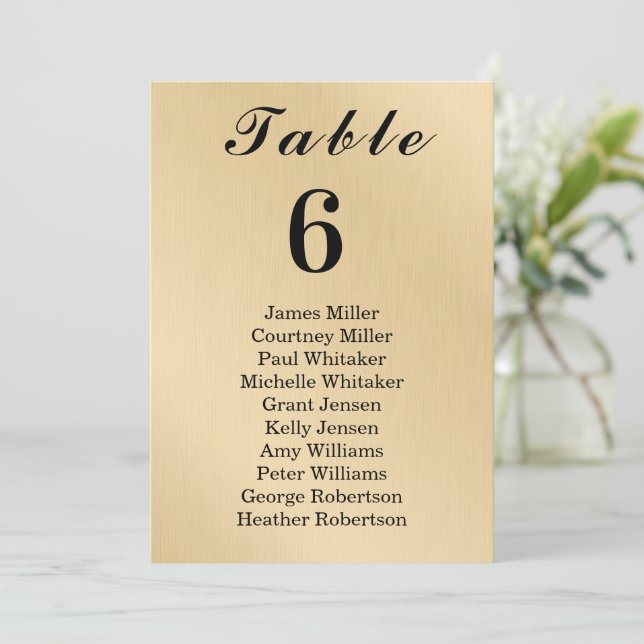 Modern Elegance Gold Table Number Seating Chart (Stående Fram)