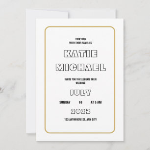 Modern elegance Guld Gräns minimalistisk Bröllop Inbjudningar