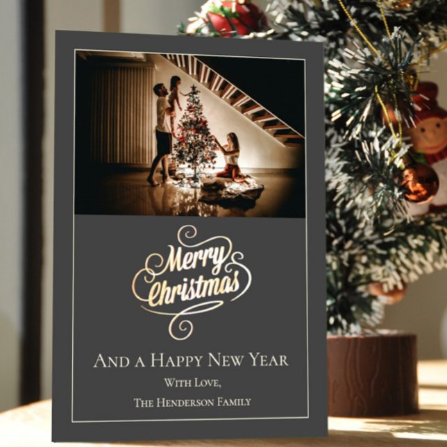 Modern Elegance-julfoto | GRÅTT Julkort (Skapare uppladdad)