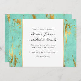 Modern Elegance Mint och Guld bröllopsinbjudan Inbjudningar