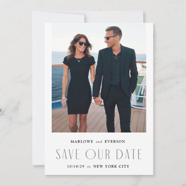 Modern Elegance Photo Save Date Card Inbjudningar (Framsida)