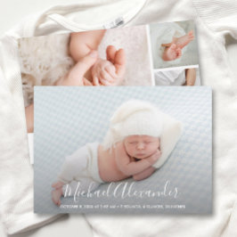 Modern Elegance Pojke Photo Birth Notice