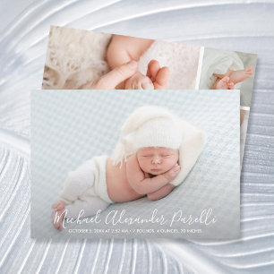 Modern Elegance Pojke Photo Birth Notice