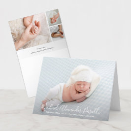 Modern Elegance Pojke Photo Birth Notice Meddelande