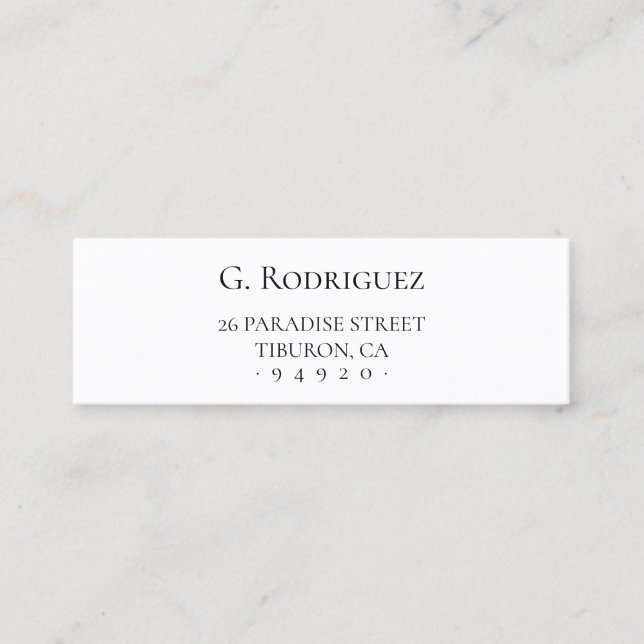 Modern elegance Pure. Minimal typ. Adress 05a. Mini Visitkort (Framsida)